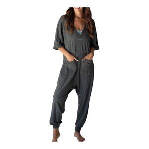 Natural Life Charlie Charcoal Grey Oversized Comfy Cotton Jumpsuit Size Large